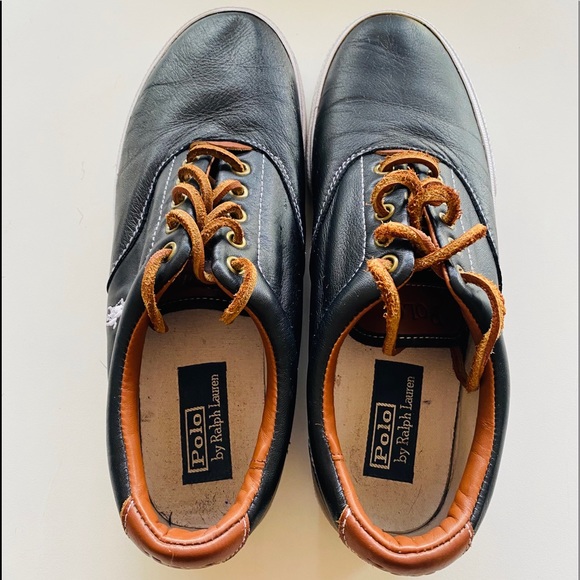 💋 Polo Ralph Lauren Leather Vaughn Men’s Sneakers - Picture 3 of 9